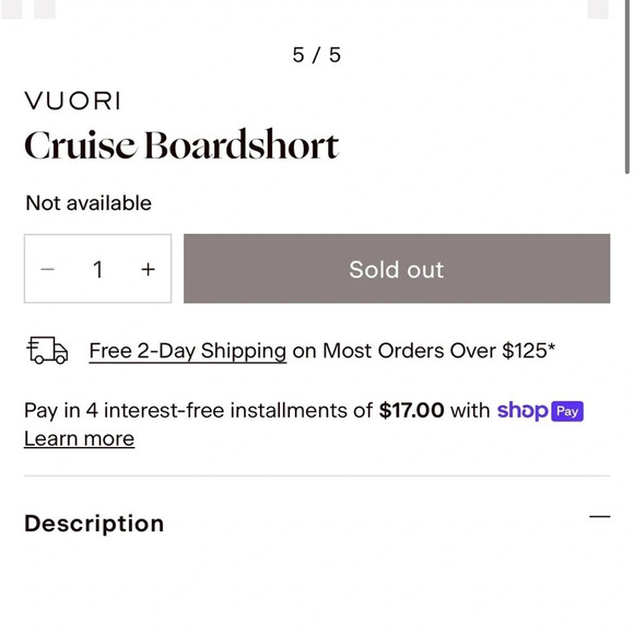 Vuori Gray and Black Men's Cruise Boardshort Size L - Picture 10 of 12